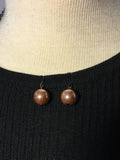 Brown Long Pearl Necklace, Bracelet and Earrings Set