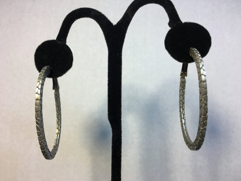 Textured Silver Hoops