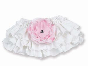 White Diaper Cover with Pink Flower