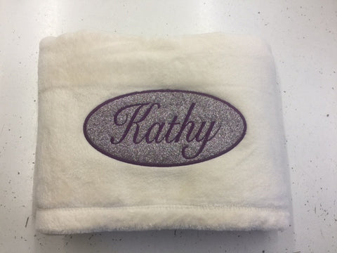Super Plush Blanket with Glitter Oval and Embroidered Name