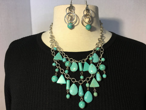 Turquoise Teardrop Necklace with matching Earrings