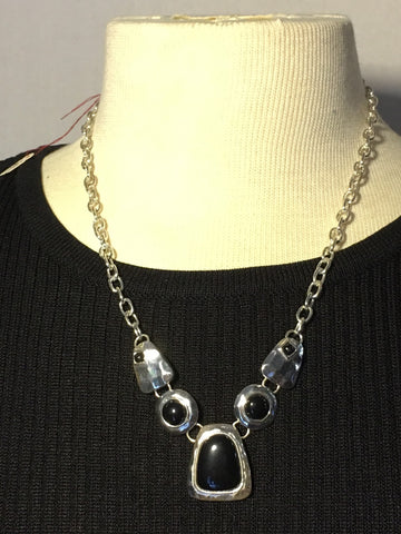 Pounded Black and Silver Necklace