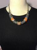 Orange Silver Metal Fashion Necklace