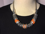 Orange Silver Metal Fashion Necklace