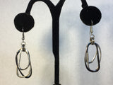 Oval Silver and Black Earrings