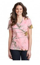 Russell Outdoors™ Realtree® Ladies 100% Cotton V-Neck T-Shirt PINK Camo